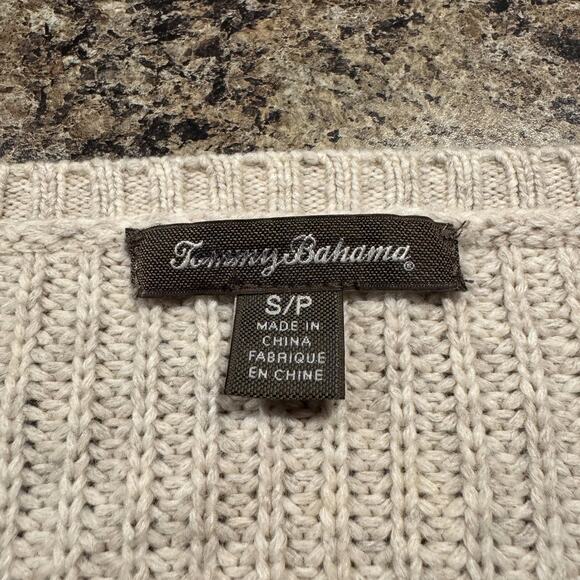 Tommy Bahama Sweater Boho Cottage Minimalist Embellished Floral Wool Blend Small - Picture 3 of 6